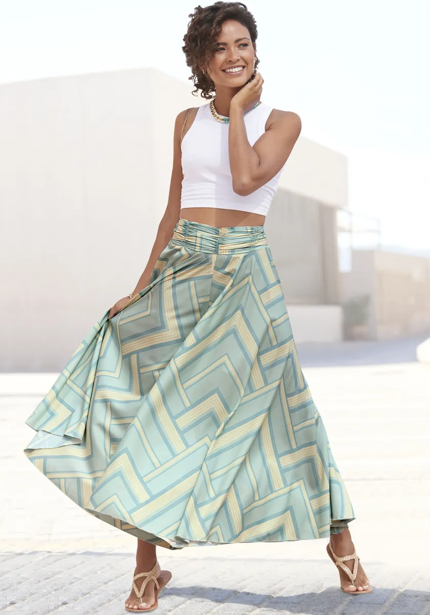 LASCANA брючная юбка из гладкой ткани, брюки-кюлоты, очень широкие брючины, синий
LASCANA брючная юбка из гладкой ткани, брюки-кюлоты, очень широкие брючины, синий