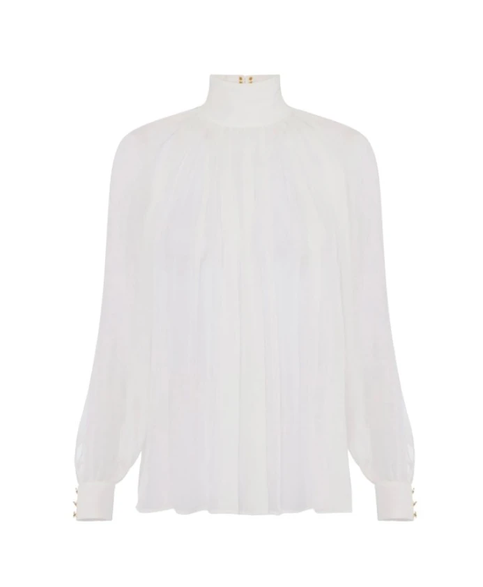 Плиссированная вуалевая блузка цвета слоновой кости Elisabetta Franchi, бежевый
Плиссированная вуалевая блузка цвета слоновой кости Elisabetta Franchi, бежевый