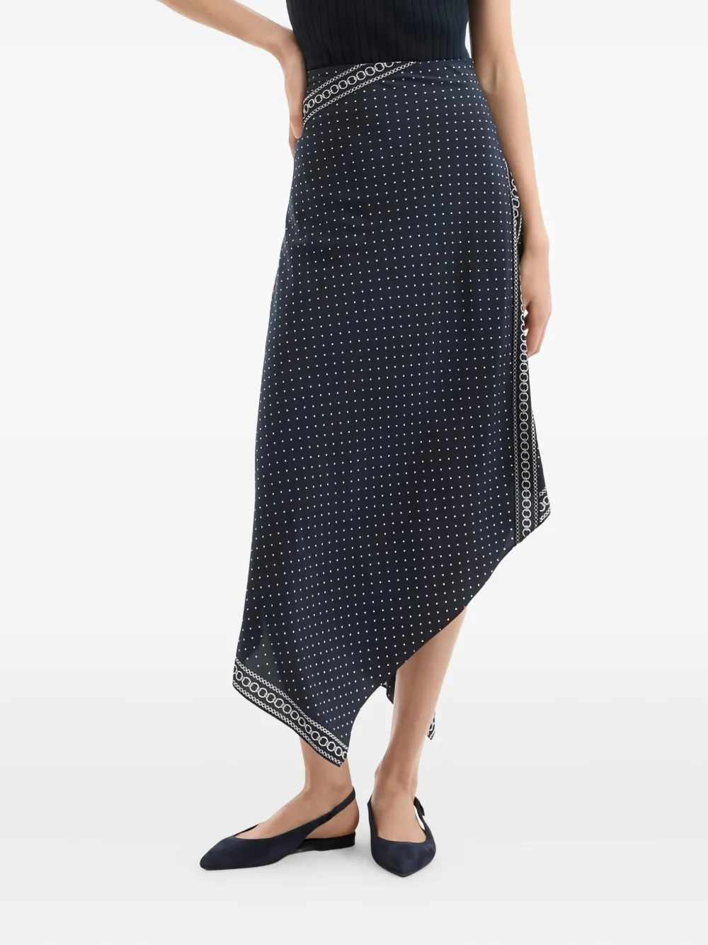 Асимметричная юбка в горошек Veronica Beard, синий
Асимметричная юбка в горошек Veronica Beard, синий