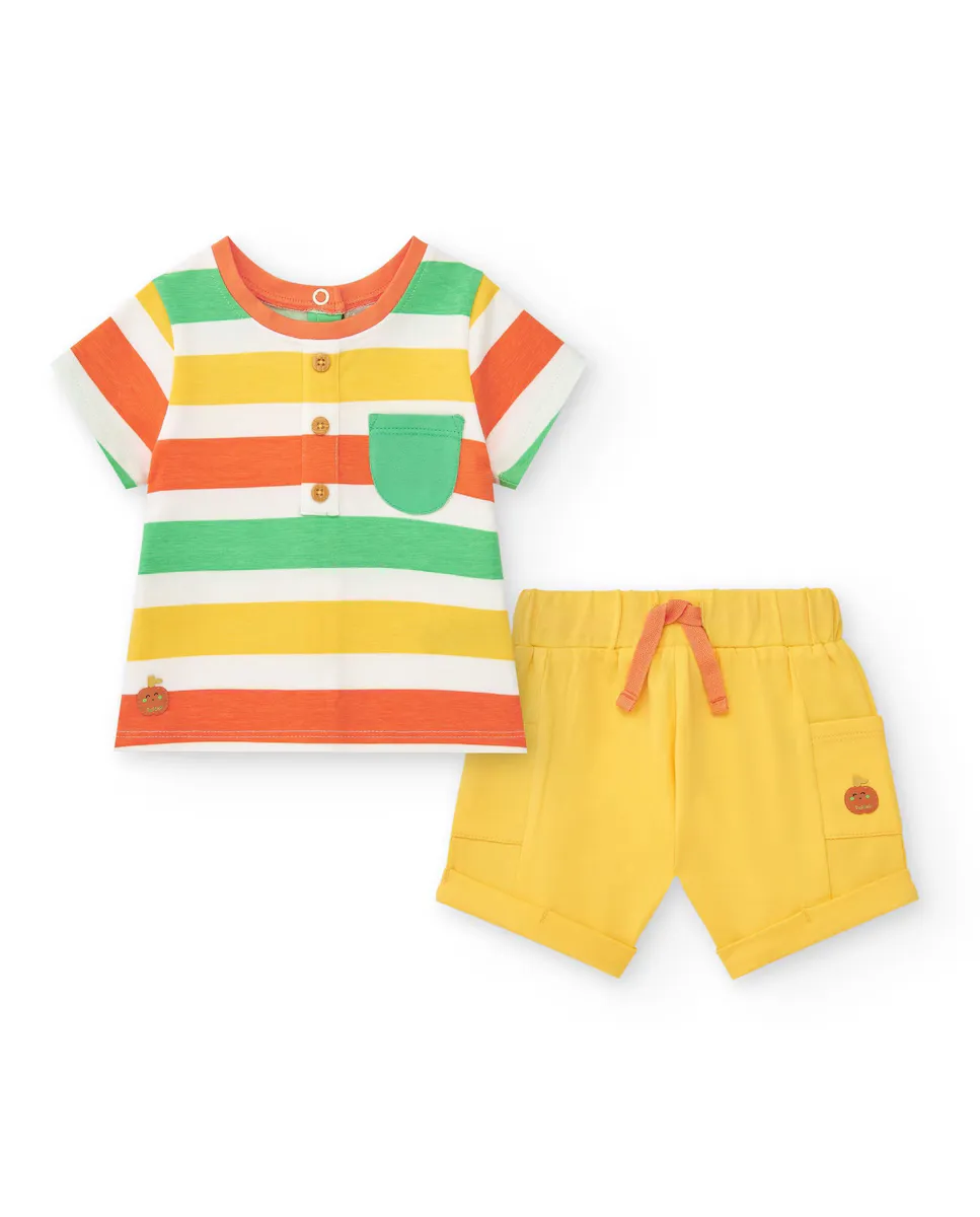 Комплект для мальчика из полосатой футболки и однотонных шорт с карманами Tuc tuc, желтый
Комплект для мальчика из полосатой футболки и однотонных шорт с карманами Tuc tuc, желтый