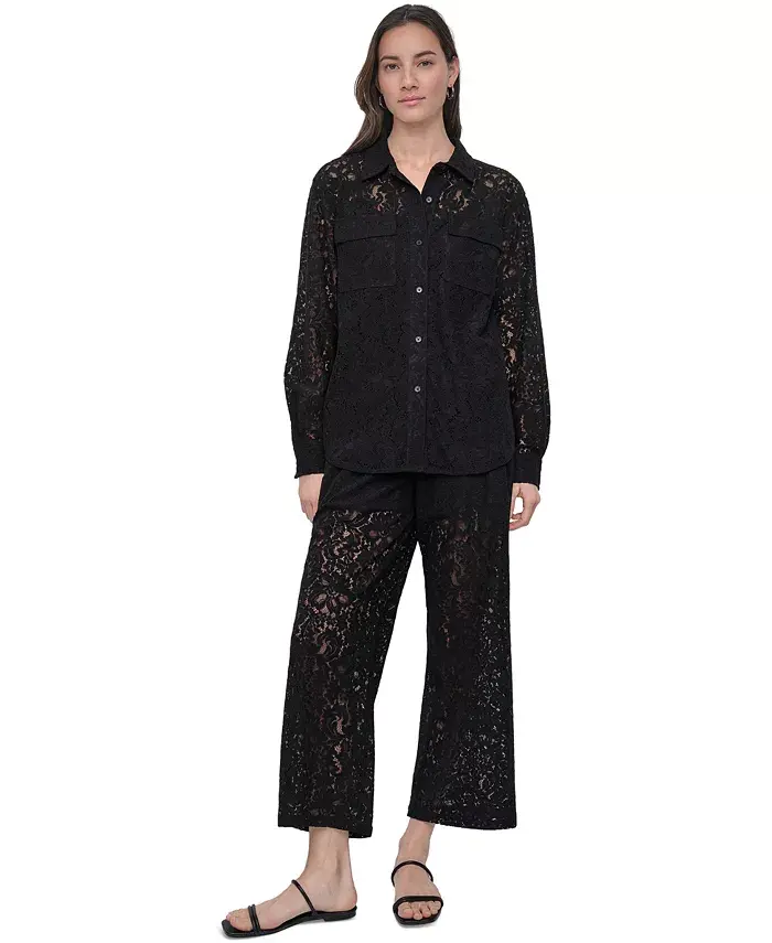 Женские кружевные укороченные брюки DKNY Jeans, черный
Женские кружевные укороченные брюки DKNY Jeans, черный