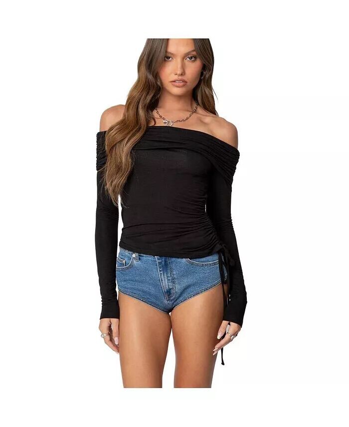 Женский топ со сборками и завязками на шнурке Edikted, черный
Женский топ со сборками и завязками на шнурке Edikted, черный