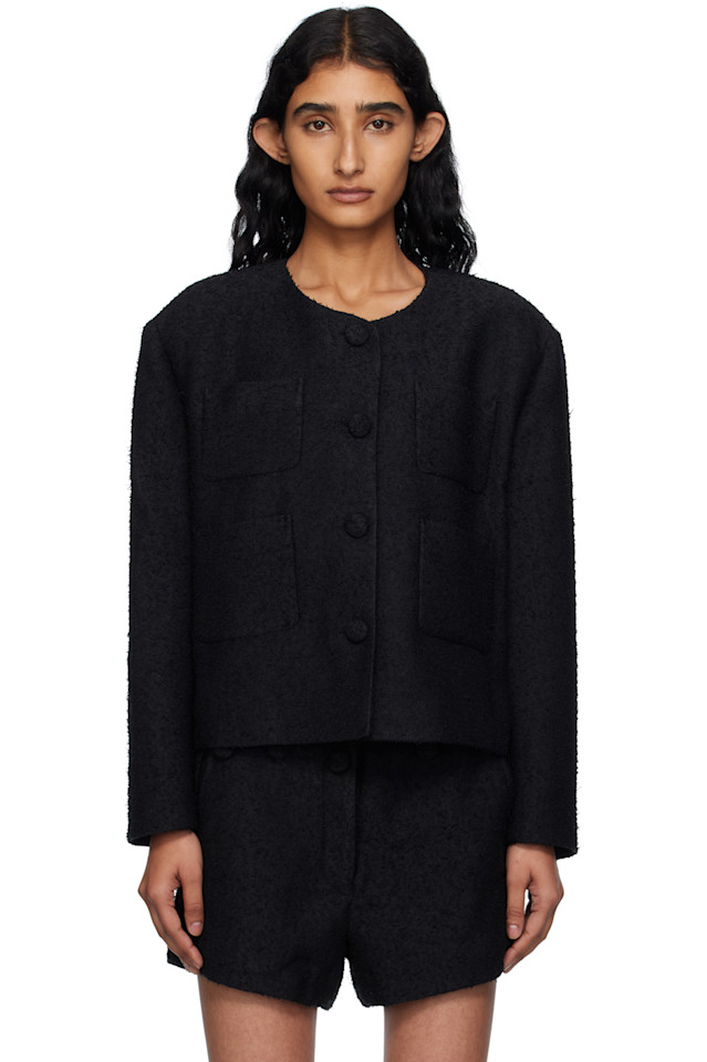 Твидовый пиджак без воротника Pushbutton, цвет bk 
Твидовый пиджак без воротника Pushbutton, цвет bk