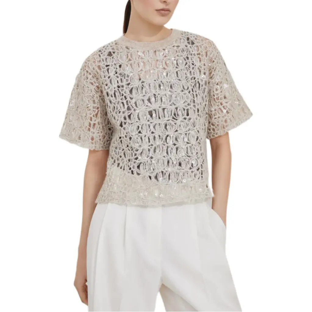 Футболка с пайетками Brunello Cucinelli, бежевый
Футболка с пайетками Brunello Cucinelli, бежевый