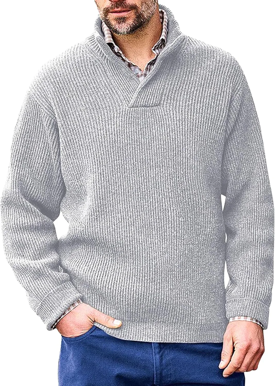 Мужской свитер с воротником-шалью и косой вязкой Regular Fit
Мужской свитер с воротником-шалью и косой вязкой Regular Fit