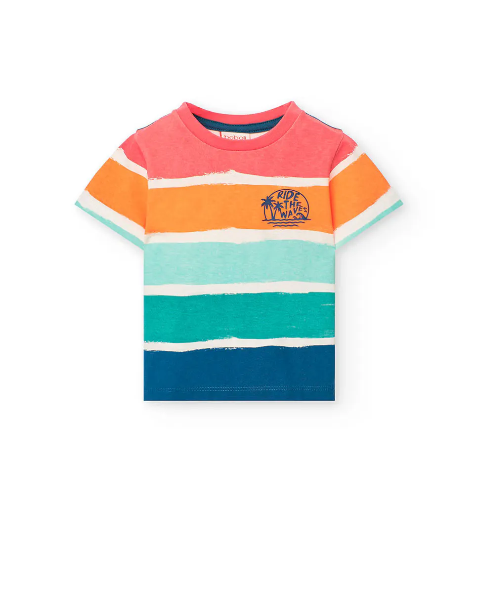 Футболка для мальчиков с принтом из 100% хлопка Boboli, многоцветный 
Футболка для мальчиков с принтом из 100% хлопка Boboli, многоцветный