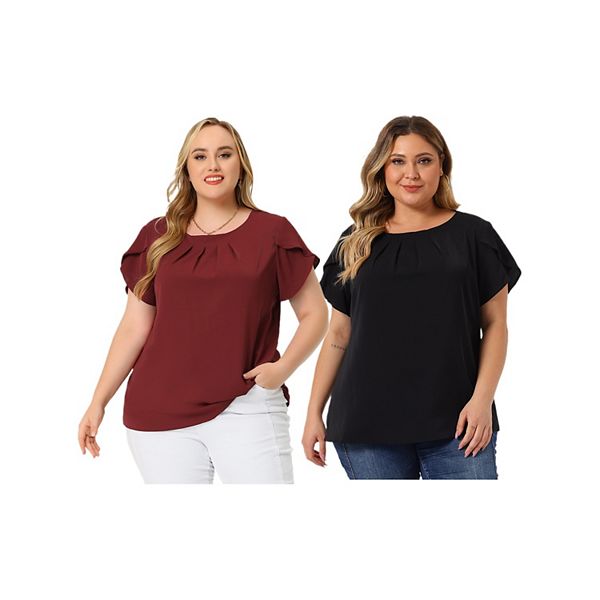 2 блузки plus size для офиса с круглым вырезом и плиссировкой Agnes Orinda, Red Black
2 блузки plus size для офиса с круглым вырезом и плиссировкой Agnes Orinda, Red Black