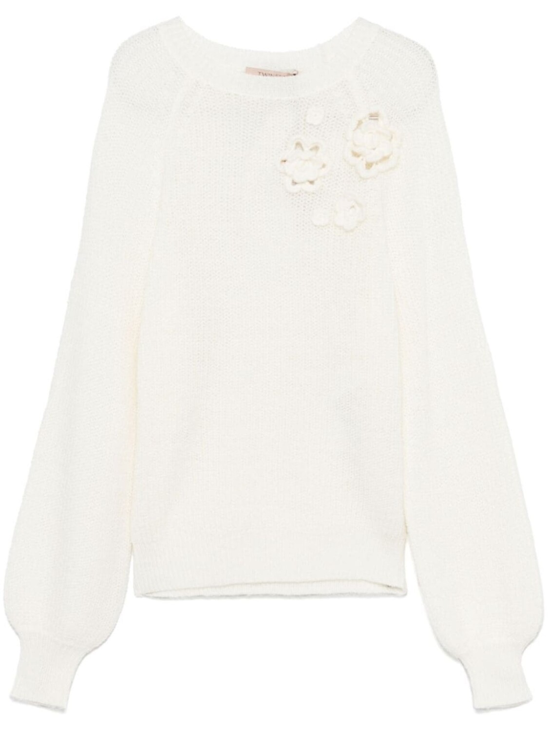 TWINSET свитер с цветочной аппликацией, белый 
TWINSET свитер с цветочной аппликацией, белый