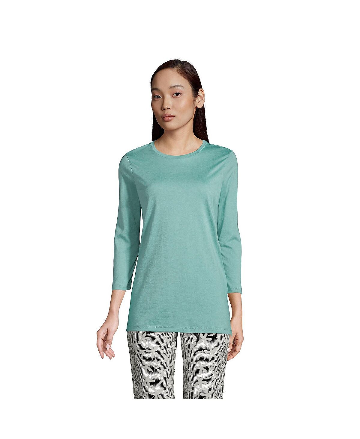 Женская хлопковая туника с круглым вырезом Supima с рукавом 3/4 Lands' End
Женская хлопковая туника с круглым вырезом Supima с рукавом 3/4 Lands' End