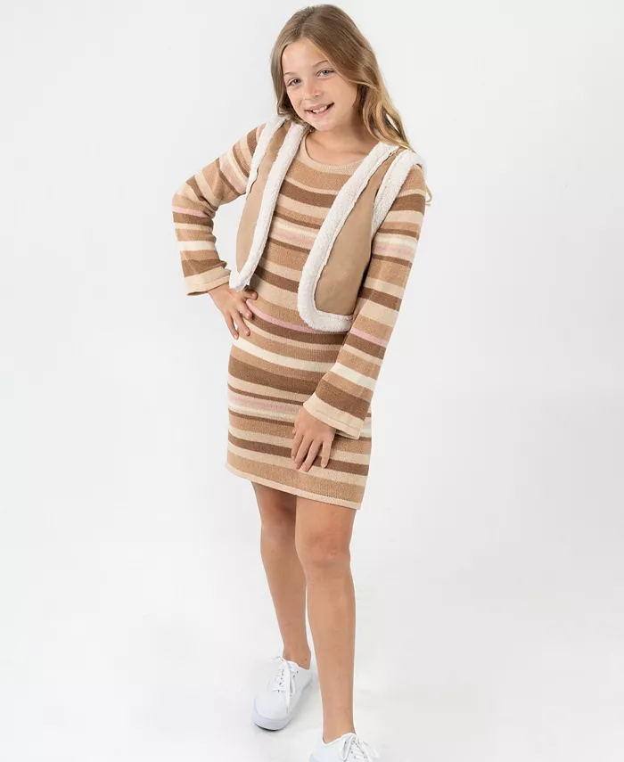 Большие девочки комплект из двух предметов: полосатое платье-свитер с двусторонним жилетом Rare Editions, загар/бежевый
Большие девочки комплект из двух предметов: полосатое платье-свитер с двусторонним жилетом Rare Editions, загар/бежевый