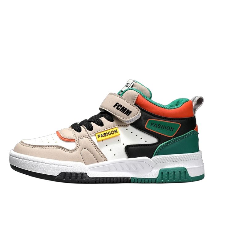 Противоскользящие износостойкие детские кроссовки для скейтбординга средней высоты FCMM, черный/зеленый 
Противоскользящие износостойкие детские кроссовки для скейтбординга средней высоты FCMM, черный/зеленый