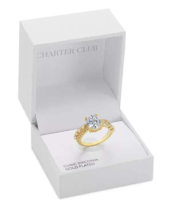 Кольцо с паве и овальными кристаллами, эксклюзивно в Macy's Charter Club, gold