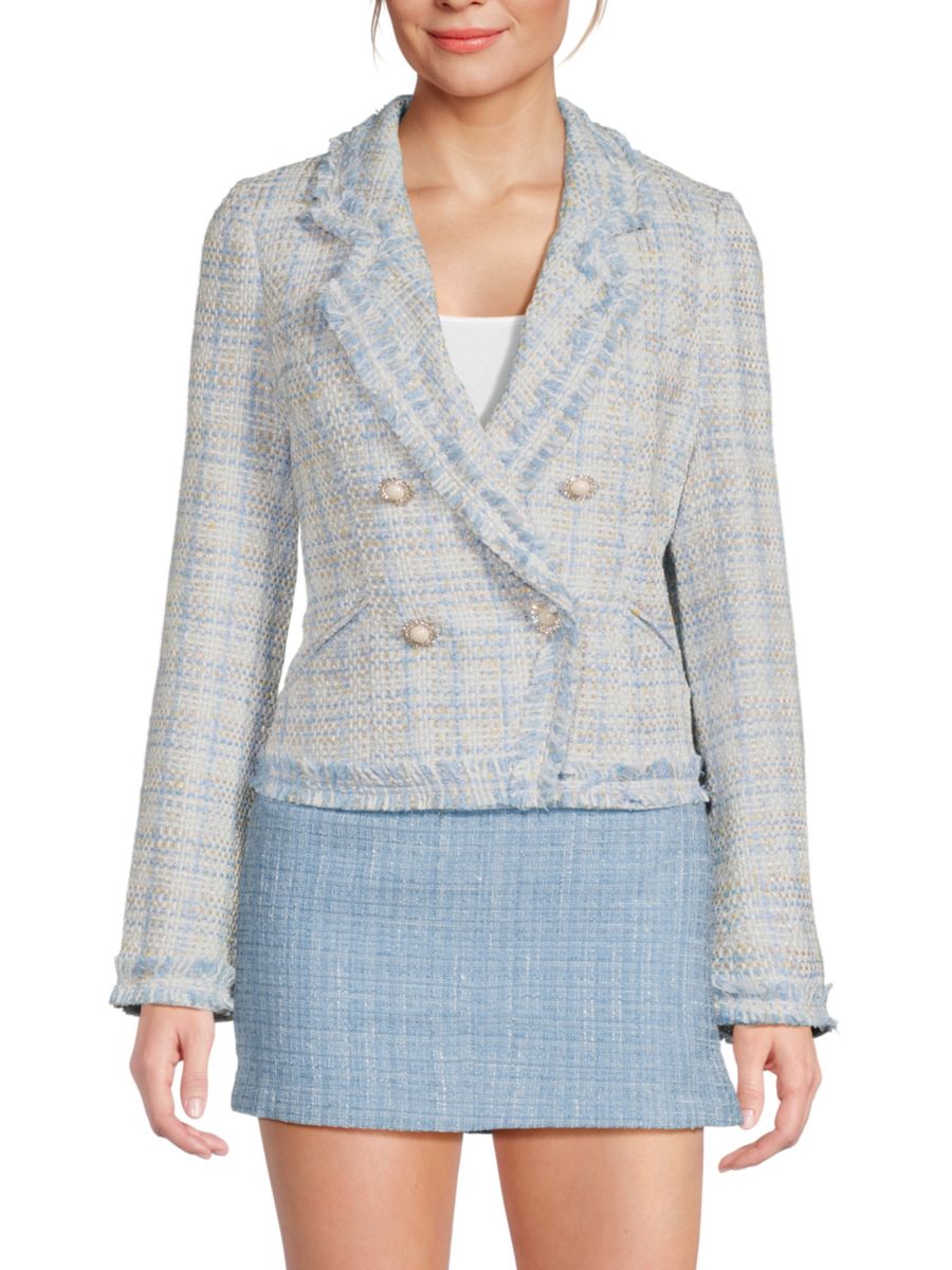 Укороченный двубортный твидовый блейзер Lea & Viola, синий
Укороченный двубортный твидовый блейзер Lea & Viola, синий