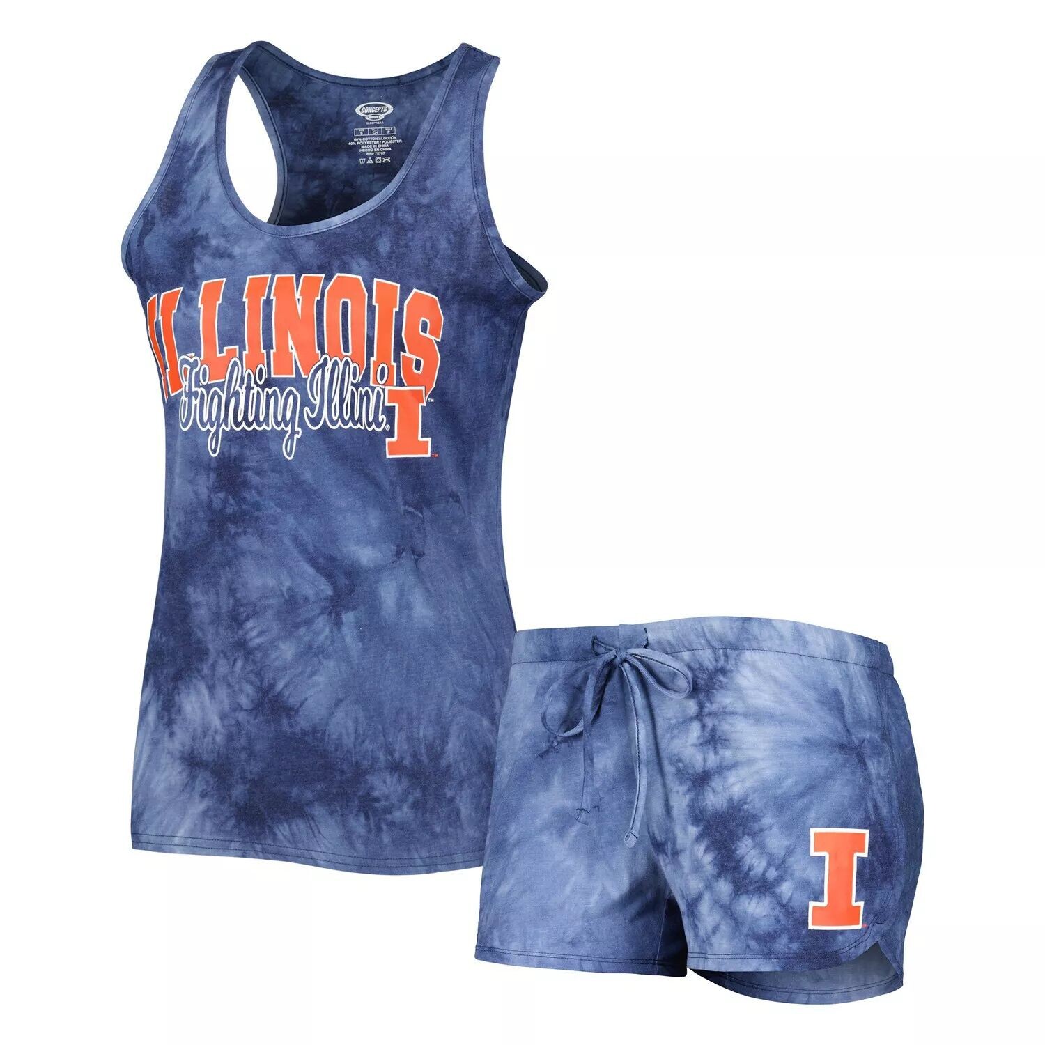 Женский комплект для сна с майкой и шортами Concepts Sport Navy Illinois Fighting Illini Billboard Tie Dye 
Женский комплект для сна с майкой и шортами Concepts Sport Navy Illinois Fighting Illini Billboard Tie Dye