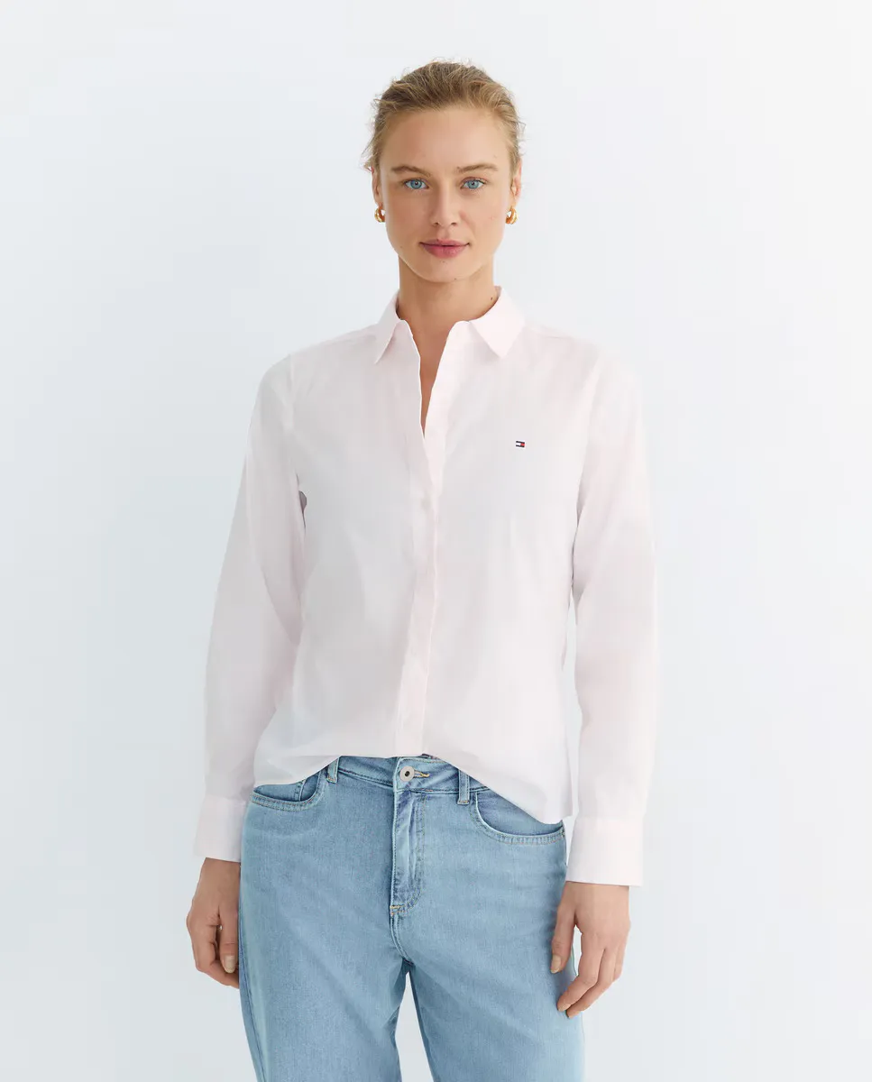 Женская рубашка с длинным рукавом, однотонная с вышитым логотипом на груди Tommy Hilfiger, светло-розовый
Женская рубашка с длинным рукавом, однотонная с вышитым логотипом на груди Tommy Hilfiger, светло-розовый