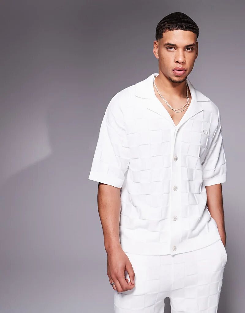 Трикотажная рубашка в клетку от Couture Club бежевого цвета
Трикотажная рубашка в клетку от Couture Club бежевого цвета