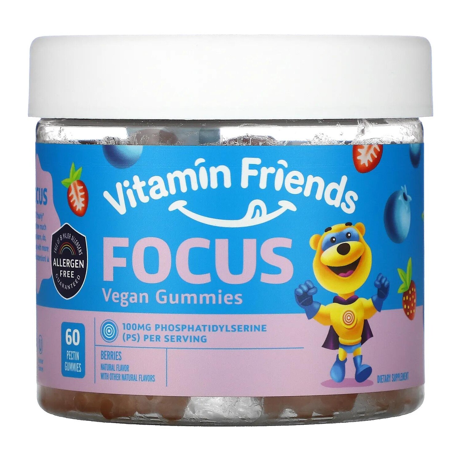 Vitamin Friends Just Focus Vegan Gummies Berry Flavor 60 Pectin Gummies
Vitamin Friends Just Focus Vegan Gummies Berry Flavor 60 Pectin Gummies