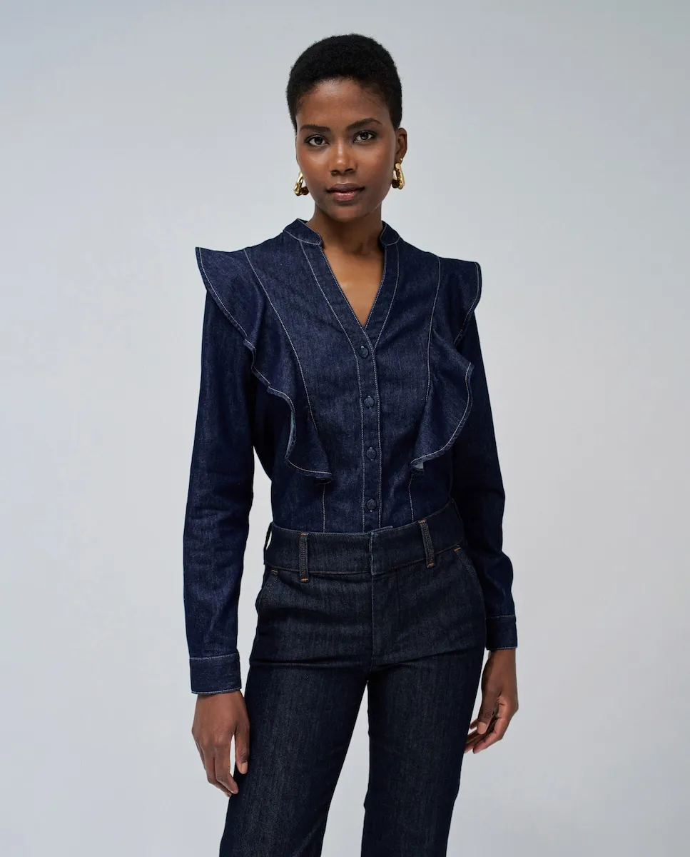 Женская рубашка из светлого денима с воланами Salsa Jeans, темно-синий
Женская рубашка из светлого денима с воланами Salsa Jeans, темно-синий