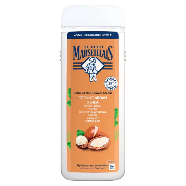 Кремовый гель для душа с аргановым био и маслом ши, 400 мл Le Petit Marseillais
Кремовый гель для душа с аргановым био и маслом ши, 400 мл Le Petit Marseillais