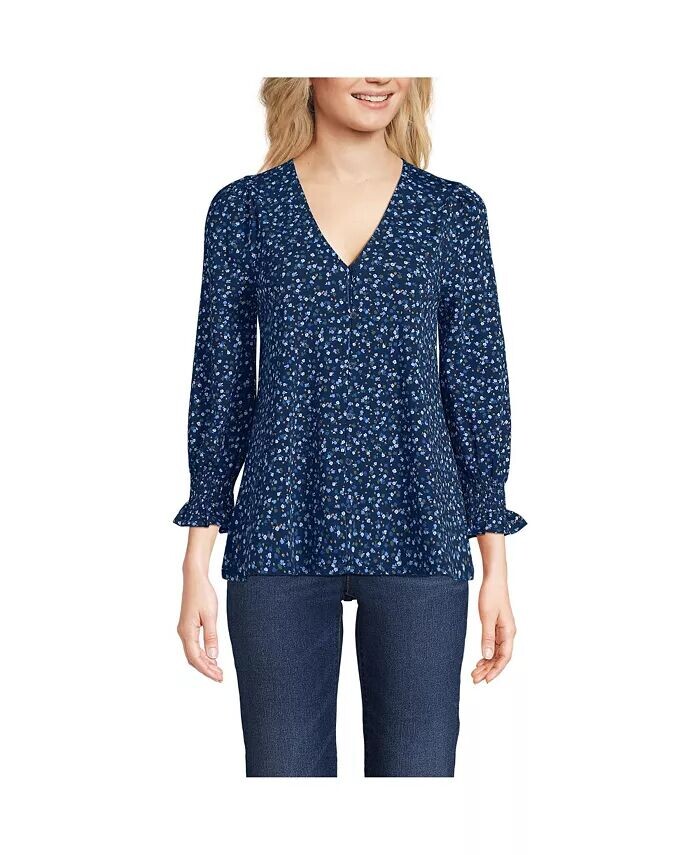 Женский легкий трикотажный топ на пуговицах с рукавом 3/4 Lands' End, синий
Женский легкий трикотажный топ на пуговицах с рукавом 3/4 Lands' End, синий