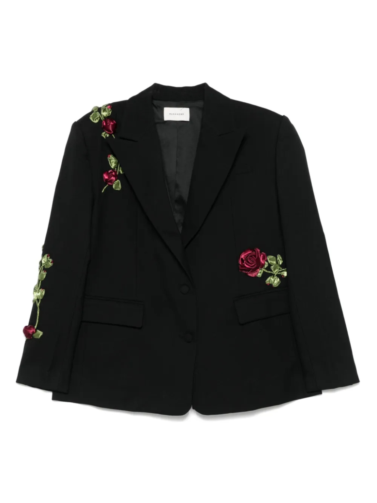 Блейзер с цветочной аппликацией MARKGONG, черный
Блейзер с цветочной аппликацией MARKGONG, черный