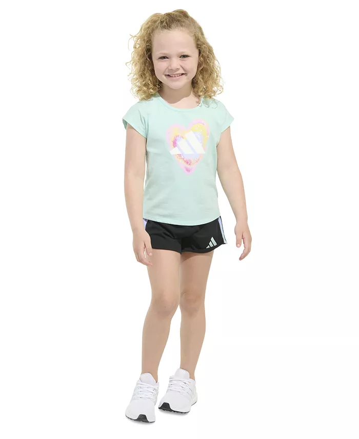 Комплект из двух предметов: футболка с короткими рукавами и сетчатые шорты для малышей и девочек adidas, синий
Комплект из двух предметов: футболка с короткими рукавами и сетчатые шорты для малышей и девочек adidas, синий