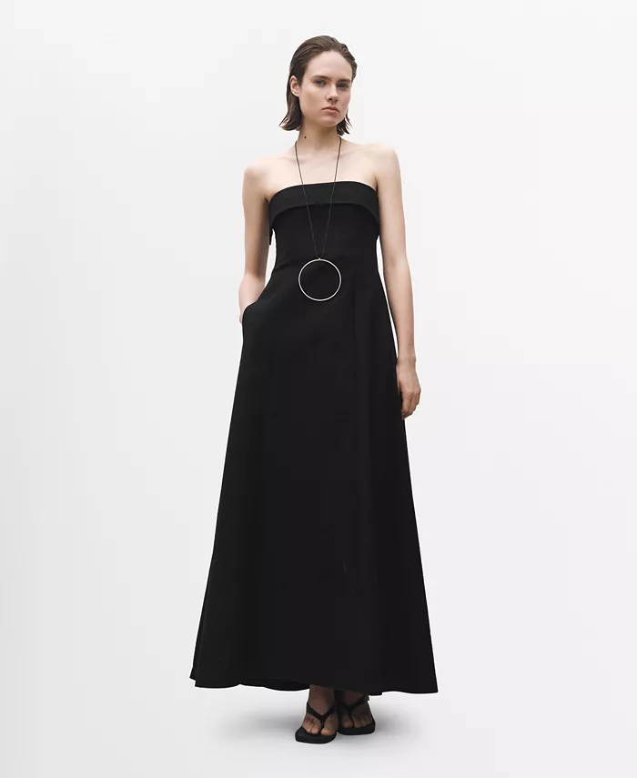 Женское расклешенное платье без бретелек MANGO, черный
Женское расклешенное платье без бретелек MANGO, черный