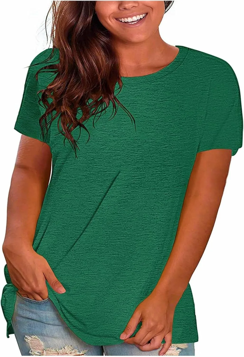 Женская летняя майка с круглым вырезом и коротким рукавом
Женская летняя майка с круглым вырезом и коротким рукавом