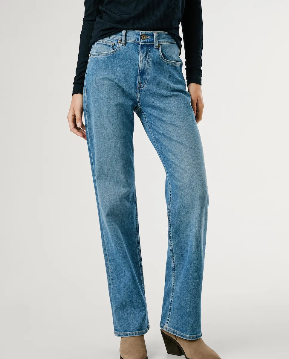 Женские прямые джинсы с высокой посадкой и винтажной стиркой Pepe Jeans, синий
Женские прямые джинсы с высокой посадкой и винтажной стиркой Pepe Jeans, синий