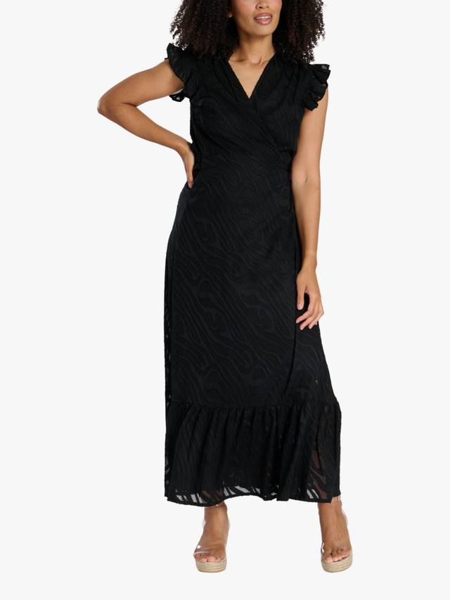 Жаккардовое платье миди с запахом South Beach, черный 
Жаккардовое платье миди с запахом South Beach, черный