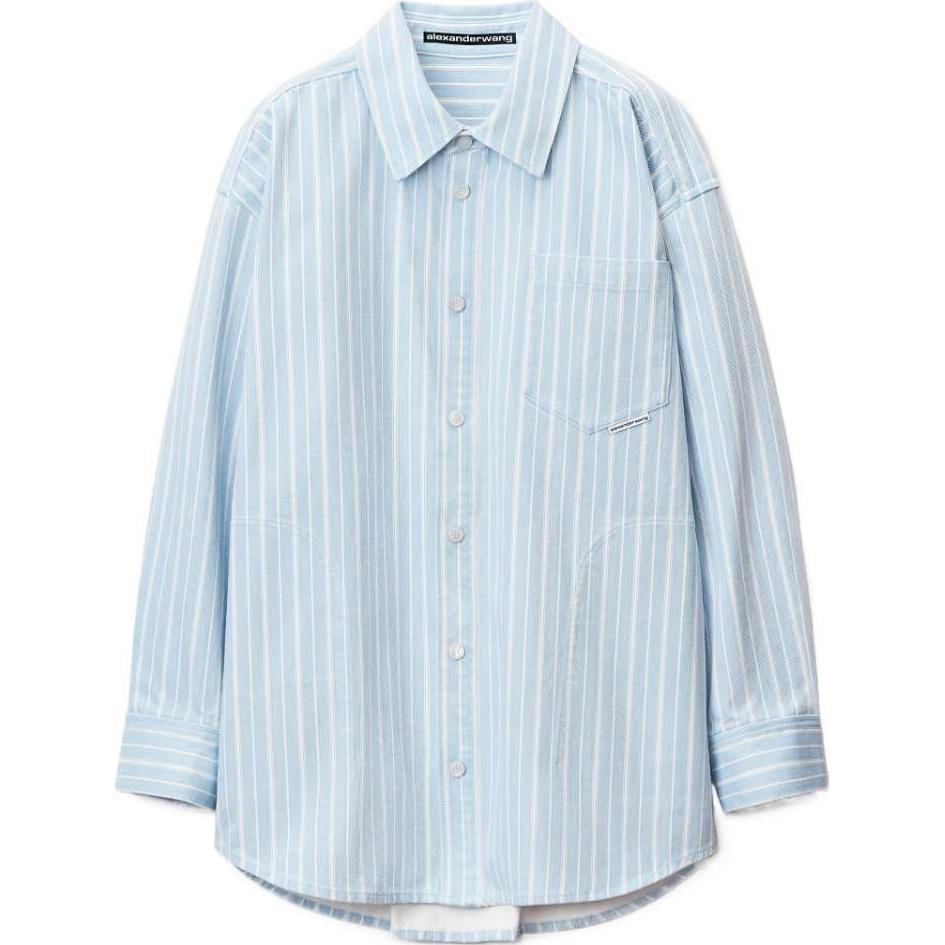 Полосатая хлопковая рубашка-куртка Alexander Wang, синий
Полосатая хлопковая рубашка-куртка Alexander Wang, синий