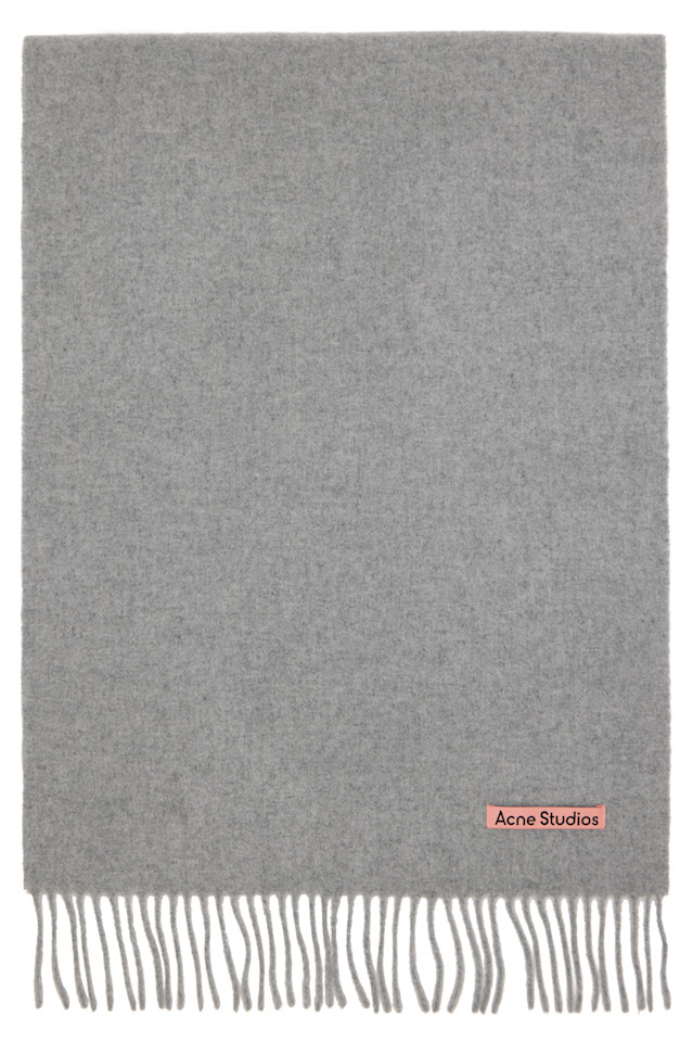 Acne Studios Узкий серый шерстяной шарф с бахромой
Acne Studios Узкий серый шерстяной шарф с бахромой