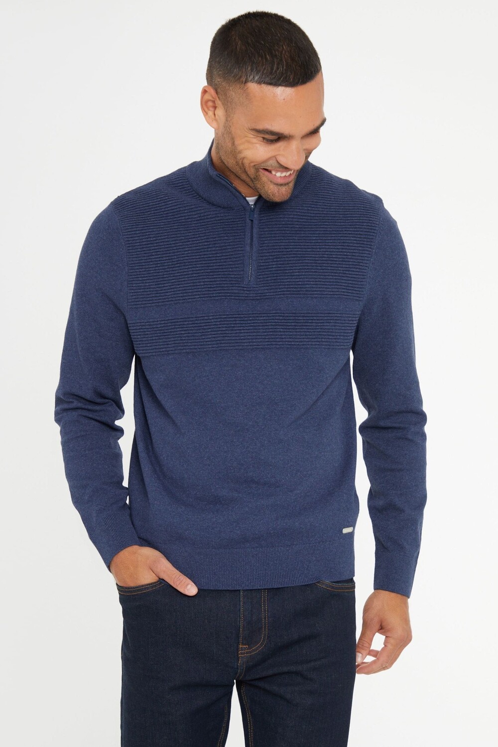 Джемпер с застежкой молнией 1/4, связанный резинкой Threadbare, голубой
Джемпер с застежкой молнией 1/4, связанный резинкой Threadbare, голубой