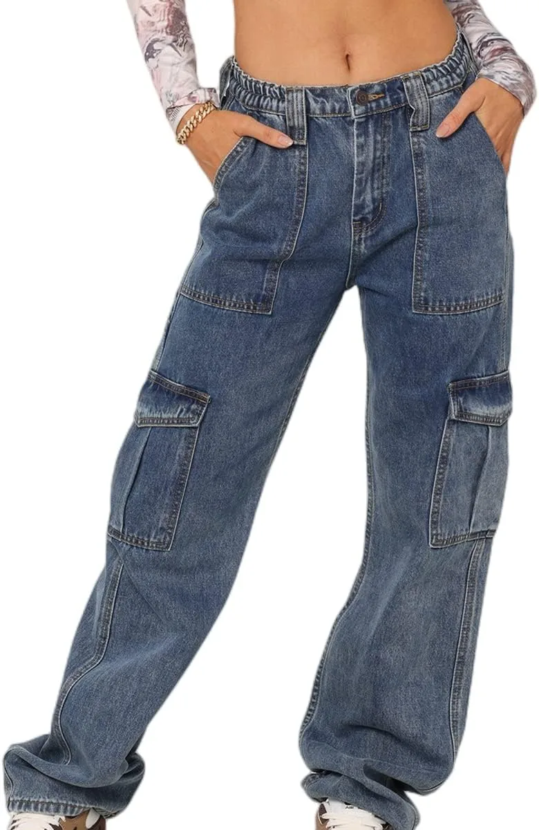 Женские джинсы карго с высокой талией и прямыми штанинами Mmoneyake
Женские джинсы карго с высокой талией и прямыми штанинами Mmoneyake