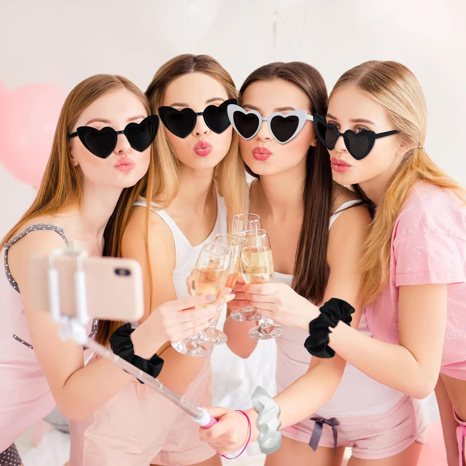 Набор из 7 пар солнцезащитных очков Flutesan в форме сердца для подружек невесты, 7 атласных резинок для волос для женщин, подарки на девичник или свадьбу, Black
Набор из 7 пар солнцезащитных очков Flutesan в форме сердца для подружек невесты, 7 атласных резинок для волос для женщин, подарки на девичник или свадьбу, Black
