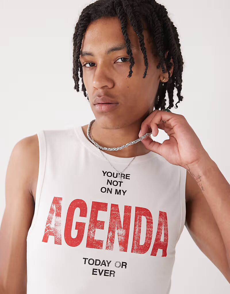 COLLUSION Фестивальная тонкая майка с надписью белого цвета
COLLUSION Фестивальная тонкая майка с надписью белого цвета