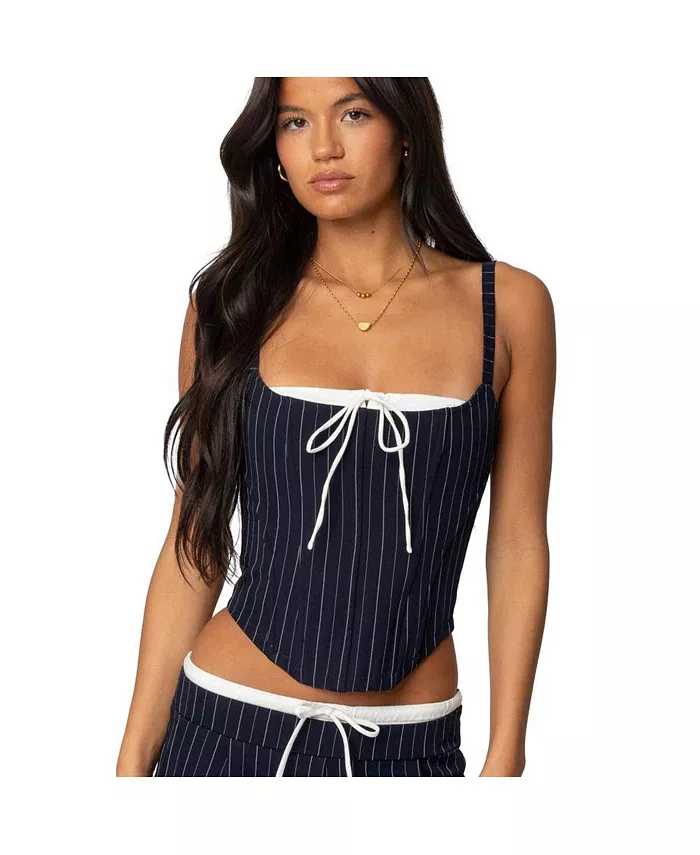 Женский корсет с кулиской и полосками Peekaboo Edikted, синий
Женский корсет с кулиской и полосками Peekaboo Edikted, синий