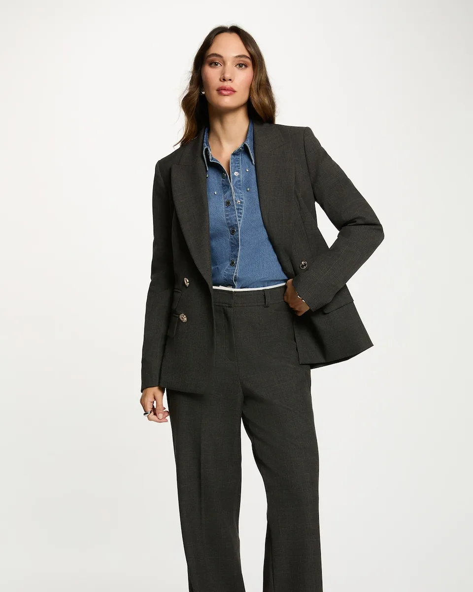 Женский прямой пиджак с микроузором в клетку Morgan, серый
Женский прямой пиджак с микроузором в клетку Morgan, серый