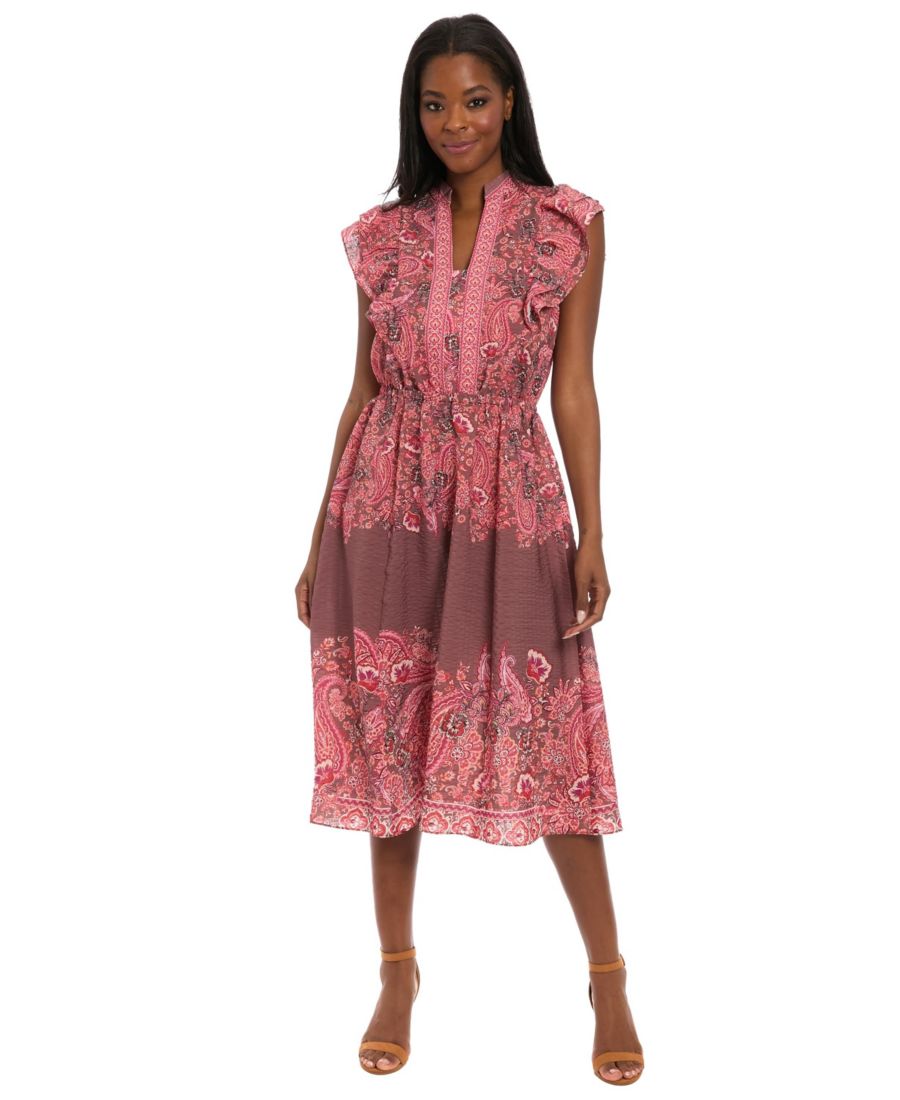 Женское миди-платье с принтом, разрезом на вырезе и оборками London Times, Red Brown Pink
Женское миди-платье с принтом, разрезом на вырезе и оборками London Times, Red Brown Pink