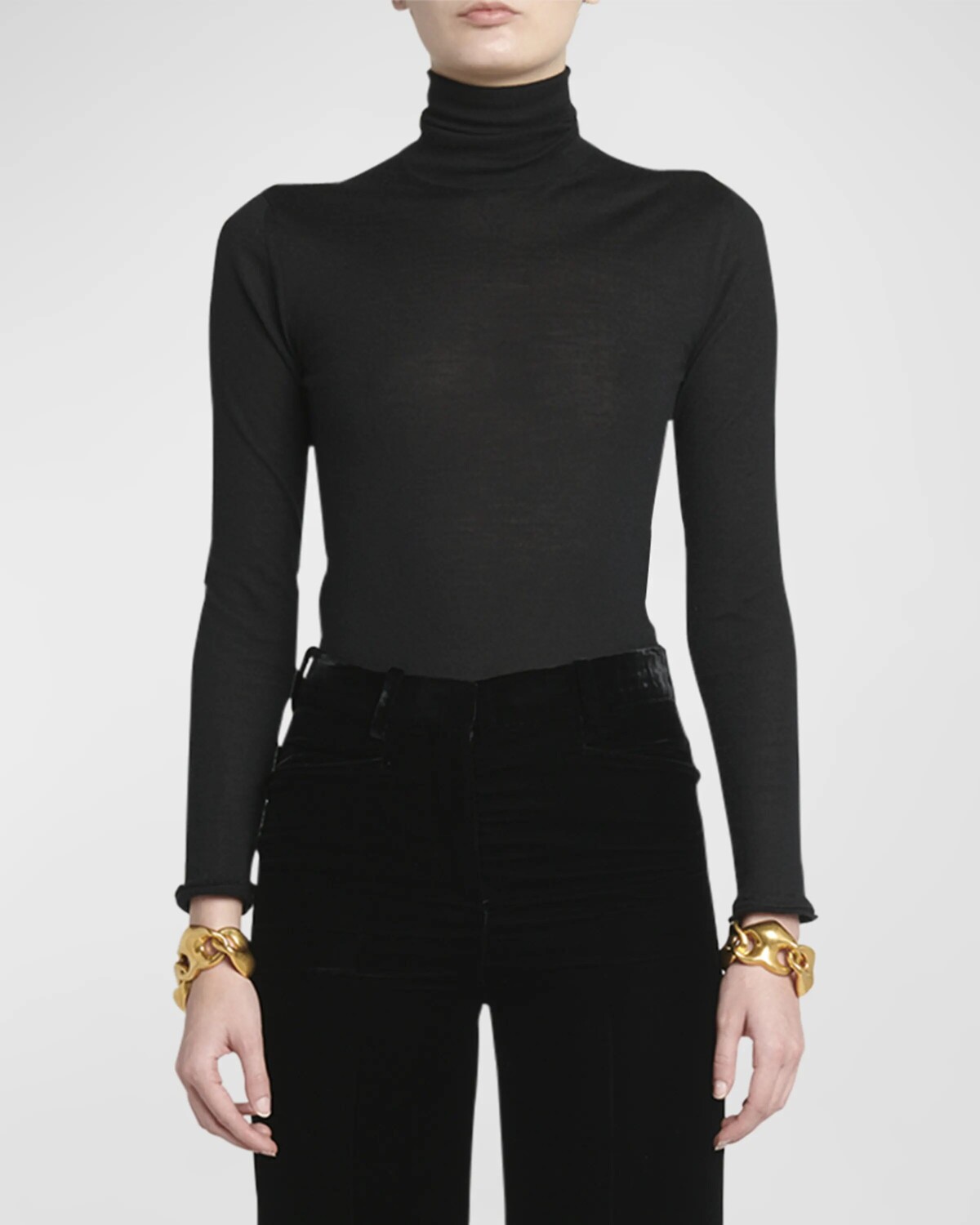 Топ из тонкого кашемира и шелка с высоким воротником и длинными рукавами TOM FORD, цвет Black
Топ из тонкого кашемира и шелка с высоким воротником и длинными рукавами TOM FORD, цвет Black