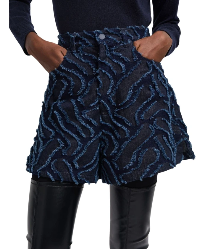 Синие шорты с бахромой и абстрактным узором, с высокой талией. Emporio Armani, синий
Синие шорты с бахромой и абстрактным узором, с высокой талией. Emporio Armani, синий