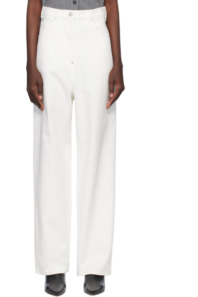 Белые джинсы с вырезом-панта Pushbutton
Белые джинсы с вырезом-панта Pushbutton