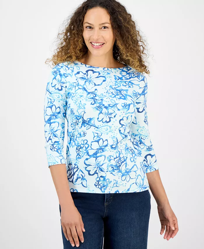 Петит топ с цветочным принтом из пима-хлопка с рукавом 3/4 Style & Co, синий
Петит топ с цветочным принтом из пима-хлопка с рукавом 3/4 Style & Co, синий