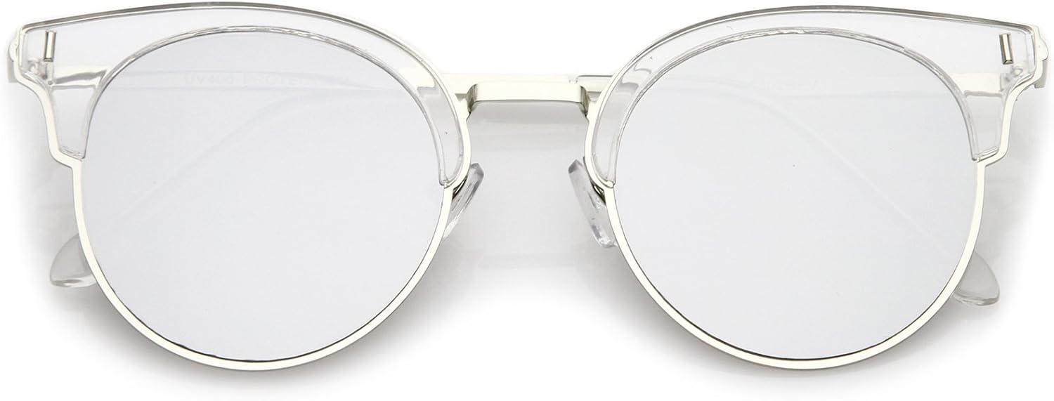 zeroUV - Современные солнцезащитные очки в полуободковой оправе с круглыми цветными зеркальными плоскими линзами и роговой оправой, диаметр линз 49 мм, Clear-silver / Silver Mirror
zeroUV - Современные солнцезащитные очки в полуободковой оправе с круглыми цветными зеркальными плоскими линзами и роговой оправой, диаметр линз 49 мм, Clear-silver / Silver Mirror