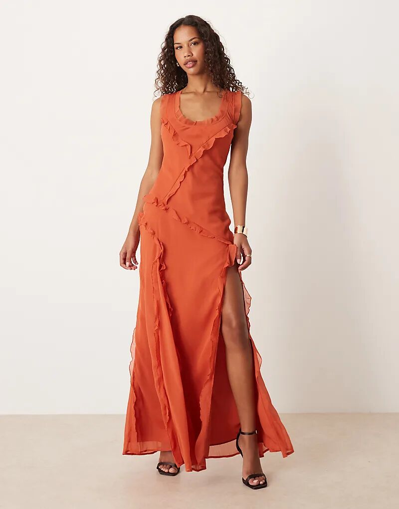 Платье макси ASOS DESIGN с необработанным краем, круглым вырезом и оборками, глубоким вырезом на спине цвета ржавчины
Платье макси ASOS DESIGN с необработанным краем, круглым вырезом и оборками, глубоким вырезом на спине цвета ржавчины
