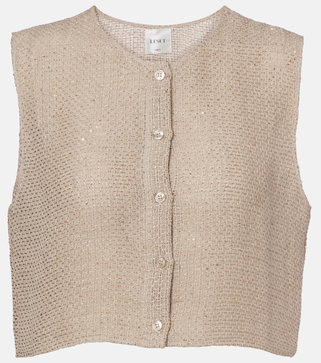 Топ из льняной ткани со стразами Stella Leset, Dune
Топ из льняной ткани со стразами Stella Leset, Dune