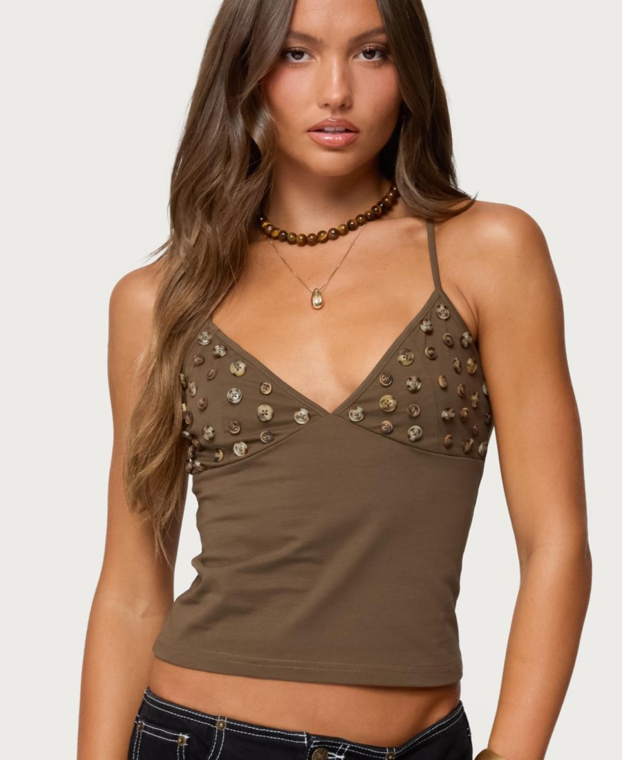 Женская майка Nora Buttons с V-образным вырезом Edikted, Brown
Женская майка Nora Buttons с V-образным вырезом Edikted, Brown