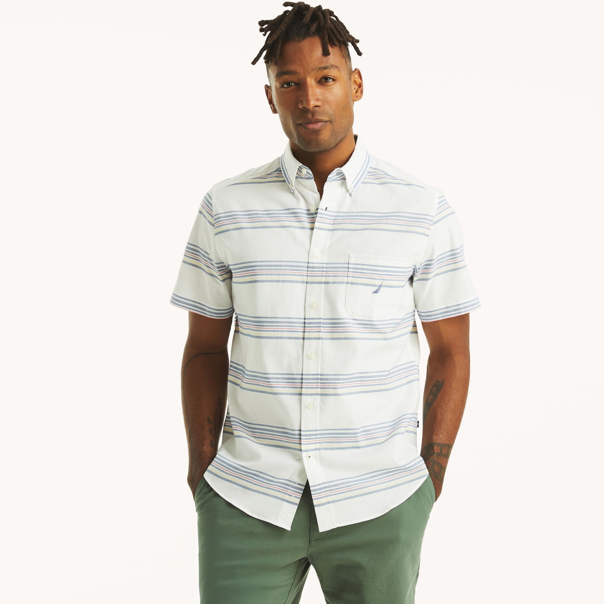 Мужская полосатая рубашка-оксфорд с коротким рукавом Nautica, цвет bright white
Мужская полосатая рубашка-оксфорд с коротким рукавом Nautica, цвет bright white