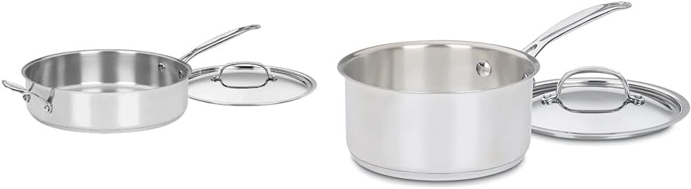 Cuisinart Сотейник из нержавеющей стали емкостью 5,5 литра, кастрюля из нержавеющей стали объемом 2 литра Классический набор посуды от шеф-повара
Cuisinart Сотейник из нержавеющей стали емкостью 5,5 литра, кастрюля из нержавеющей стали объемом 2 литра Классический набор посуды от шеф-повара