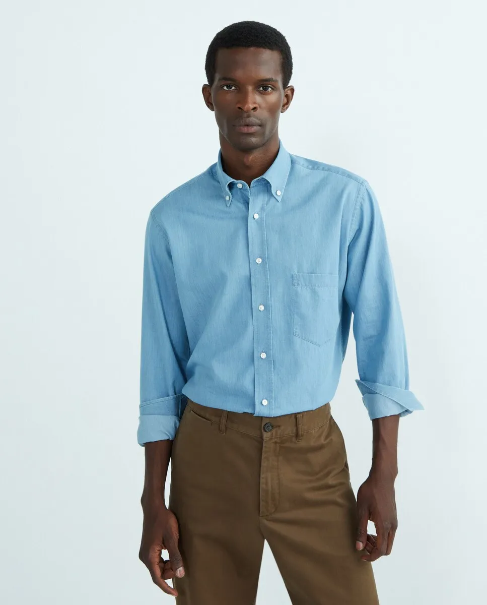 Мужская повседневная джинсовая рубашка с длинными рукавами Mirto, светло-голубой
Мужская повседневная джинсовая рубашка с длинными рукавами Mirto, светло-голубой